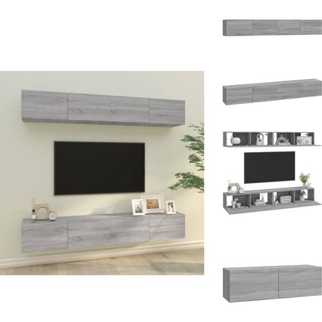 Meubles TV muraux 4 pcs sonoma gris 100x30x30 cm - Meuble Tv Mural - Armoire Tv Murale - Support Tv - Unité Tv - Étagère Murale (1/5)