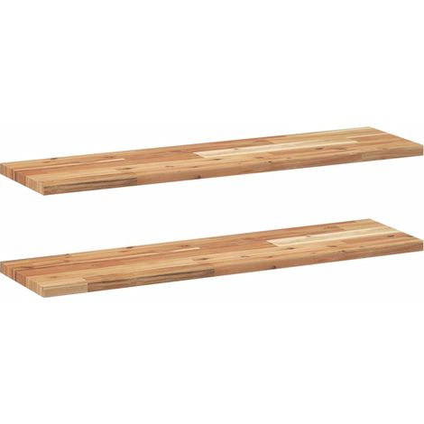 Mensole da Parete 2 pz 80x20x2 cm Legno Acacia Rifinito a Olio vidaXL (1/5)