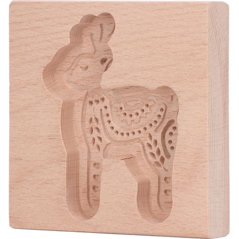 Emporte-pièce en bois sculpté, forme de petit faon, pour la cuisine, en forme de pain d'épice ou de pain d'épice. (1/5)