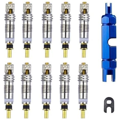 12 Démonte Obus, Valve Tubeless Velo, Jeu De Valves pour Vélo, Outil Presta, Vélocapuchon Soupape, Demonte Obus Velo Presta - (1/5)