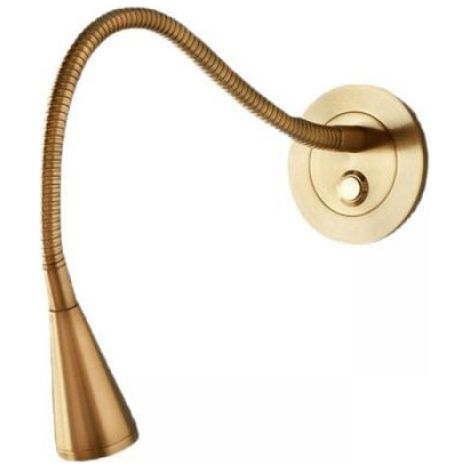 Applique murale LED de lecture, col de cygne flexible avec interrupteur à poussoir, lampe de chevet 3000K, finition or/nickel (1/5)