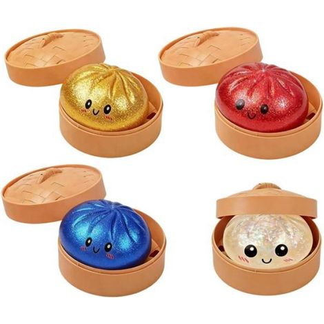 Squishy Forme De Bao - 4 Pièces - 8 x 10 Cm - TPR Souple - Jouet Anti-Stress Sensoriel - Pour Bureau Et Paniers De Pâques