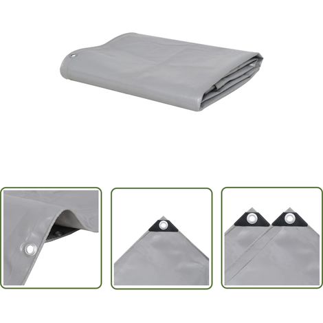 The Living Store Abdeckplane 650 g/m² 3x4 m Grau - Abdeckplane - Planen - Wasserdichter Stoff - Wetterfeste Plane - Gartenabdeckung (1/5)