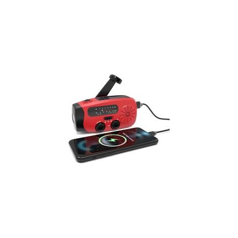Radio solaire d'urgence à manivelle, radio portable 2000 mAh, rouge (1/5)