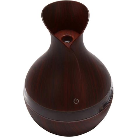 Humidificateur d'air ultrasonique 300 ml, diffuseur d'huiles essentielles et d'arômes, finition bois, 7 couleurs LED changeantes, idéal pour la maison et le bureau (couleurs profondes). (1/4)