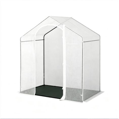 CHICFURN Invernadero de jardín 200x80x200 cm de acero y PE blanco para terraza y plantas (1/5)