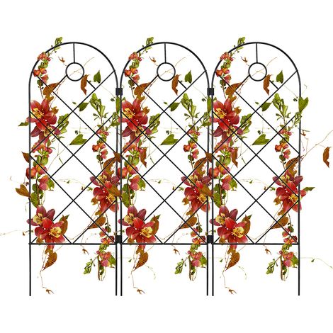 Treillis décoratif en métal antirouille (lot de 3) - 58 x 20 cm - Idéal pour fleurs, légumes, rosiers et plantes grimpantes. (1/3)