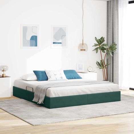 Estructura de Cama Ottoman Verde oscuro 180 x 200 cm Terciopelo