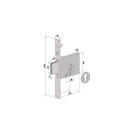 SERRATURA INFILARE PROFILO EUROPEO 3 MANDATE 2051  mm.70 (2051XZB7025)    SECUREMME