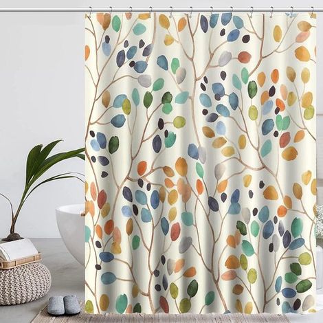 Cortina de ducha beige - resistente al moho - 180 x 200 cm - textil (1/5)