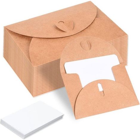Enveloppe Kraft - Fermeture Coeur - Pour Evénements Et Cadeaux - Brun - 50 Pièces (1/5)