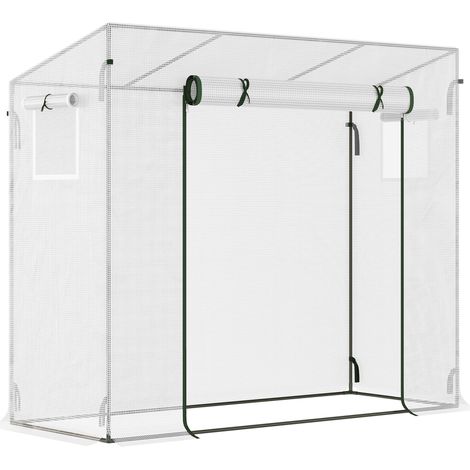 Serra a tunnel 200 x 76 x 168 cm con porta avvolgibile e finestra laterale, acciaio e PE, bianca (1/5)