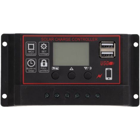 Regolatore di carica solare, regolatore intelligente della batteria con due porte USB, 12V/24V, PWM, impostazioni automatiche regolabili, schermo LCD, 80A (1/4)