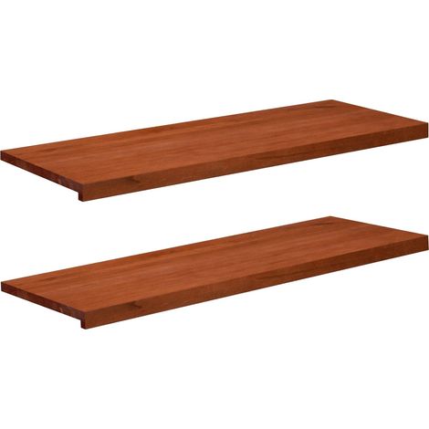 vidaXL Alfeizares 2 uds. Marrón 110 x 40 x 2 cm Madera de Haya Sólida (1/2)