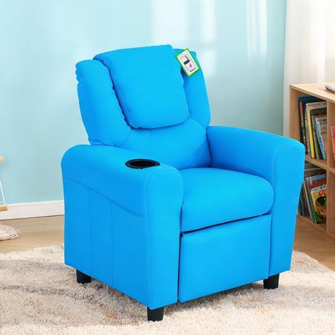 Fauteuil enfant relax bois massif bleu 62 x 52 x 69 cm (1/5)