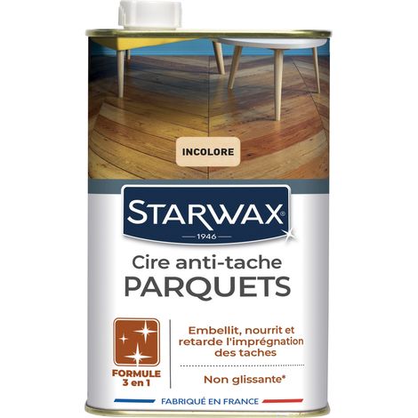 Cire Starlon anti-tache pour parquets cirés 1L Incolore STARWAX