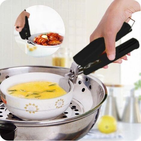 Pince de préhension anti-chaleur en acier inoxydable pour casseroles, poêles et plats chauds. Pince de récupération pour casseroles, assiettes et bols. Pince de préhension pour four à vapeur, four à c (1/5)