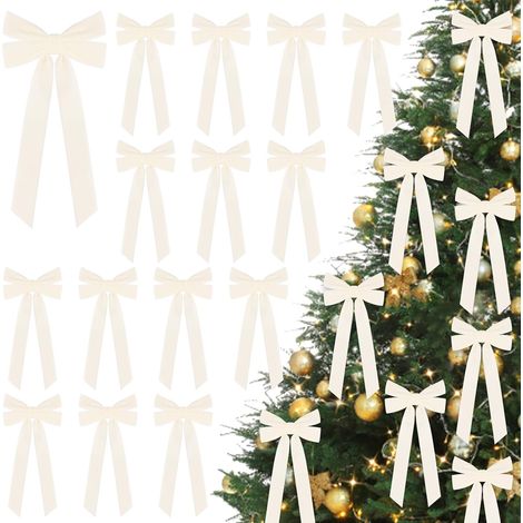 15 Noeuds en Velours pour Sapin de Noël, Noeuds de Couronne de Noël Noeuds de Cadeau pour Créations Rustiques, Noeuds de Ruban en Velours pour Décorations de Guirlandes de Maison pour Noël (1/4)