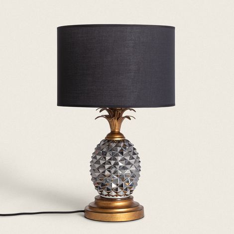 Lampada da Tavolo Metallo e Tessuto Samoa Nero (1/5)