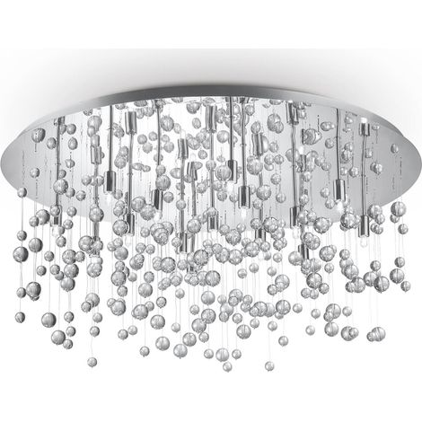 Ideal Lux Neve - Luminaire suspendu semi-affleurant à 15 ampoules très grandes bulles de verre, chrome, G9 (1/3)