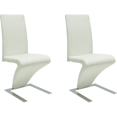 Maison Exclusive - Esszimmerstühle 2 Stk. Weiß Kunstleder (1/5)