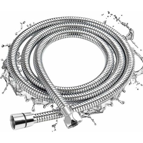 Hose Douche - 2 M - Acier Inoxydable Chromé - Raccord Fileté G1/2 - Anti-enroulement - Universel - 1 Pièce (1/5)