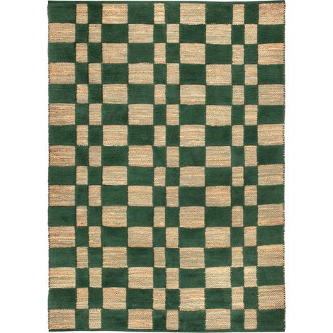 Tapis de Salon Rectangulaire en Jute Laine et Coton Style Naturel et Moderne 200 x 290 cm - PANGIVO