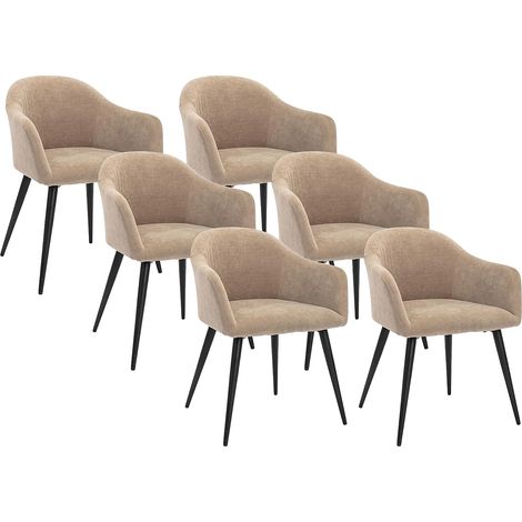 Lot de 6 chaises BIBO - avec accoudoirs - Effet velours & métal - Beige (1/5)