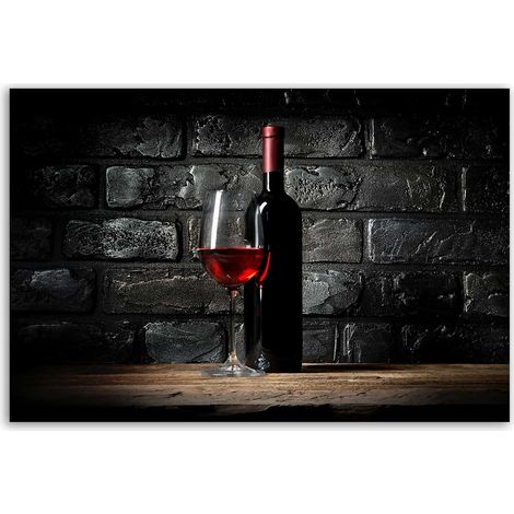 Tableau vin rouge bouteille et verre (1/5)