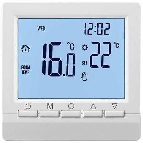 Thermostat radiateur électrique manuel 16A – Affichage négatif blanc sur noir – Programmable 6 modes – Fonction antigel (1/5)