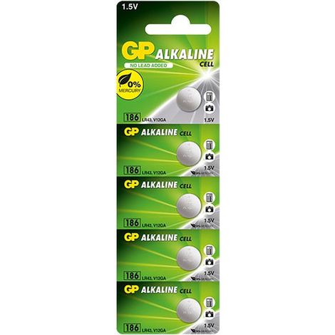 Pila de reloj ALK. 1.5V 186, LR43, V12GA, D186A - 10.0 PCS - GP 186 SZ