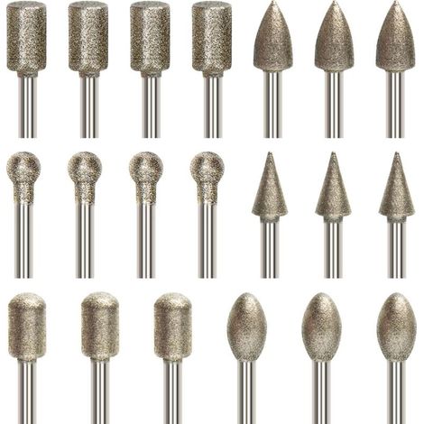 20-teiliges Diamant-Rotationsfräser-Set, Gravierbit-Set mit 3 mm (1/8") Schaft, diamantbeschichtete Bits für Rotationswerkzeuge, Schleifen, Polieren, DIY-Gravuren und Bohren