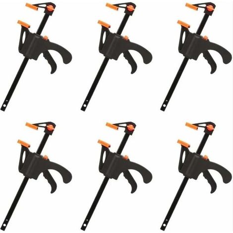 (4 inches) Clearance Set of 6 F-Shaped Clamps, Quick and Easy Clamping Clamps, Hand Tools for Woodworking, Wooden Doors