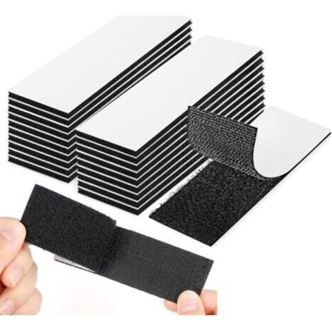 30 Pièces Scratch Autocollant Double Face,Bande Agrippantes AdhéSives, Extra Stark Adhésif (Noir, 30mm100mm) (1/4)