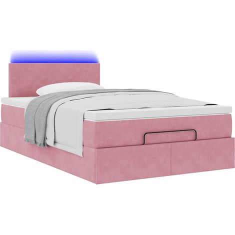 Struttura Letto Pouf con Materasso Rosa 120x200 cm Velluto vidaXL (1/4)