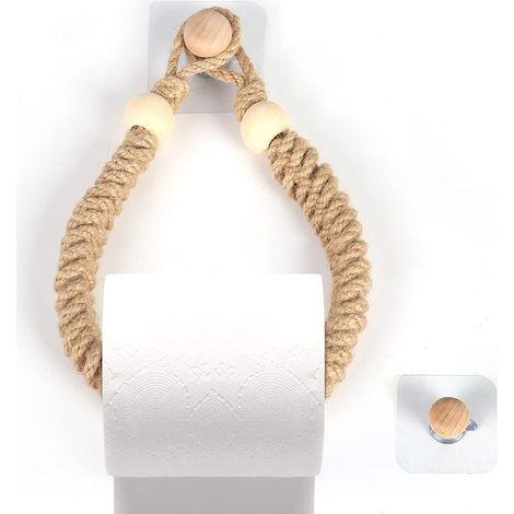 1 Stück Handtuchhalter aus Seil, Toilettenpapierhalter, Retro-Handtuchständer aus Juteseil und Holz für Bad und Küche (1/4)