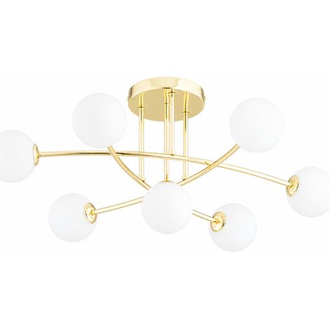 Plafonnier décoratif en verre et métal doré, 7x G9 10W, LAVINIA Alfa (1/2)
