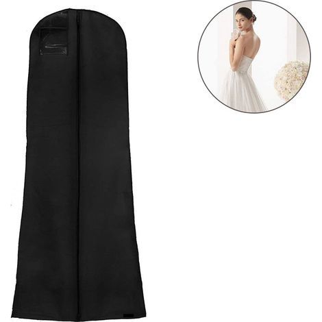 Respirant Sac Housse de protection pour Robes de mariée Robes de soirée, Costumes, Manteaux Anti-Poussière robe de Mariée Sac noir 180 cm (1/5)