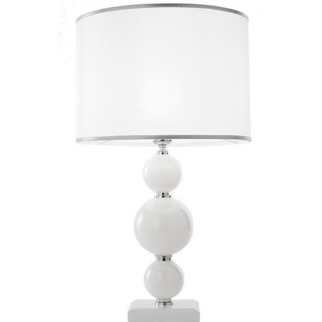 Lampada da tavolo 35x64 cm TEBE in vetro lavorato a mano Bianco (1/2)