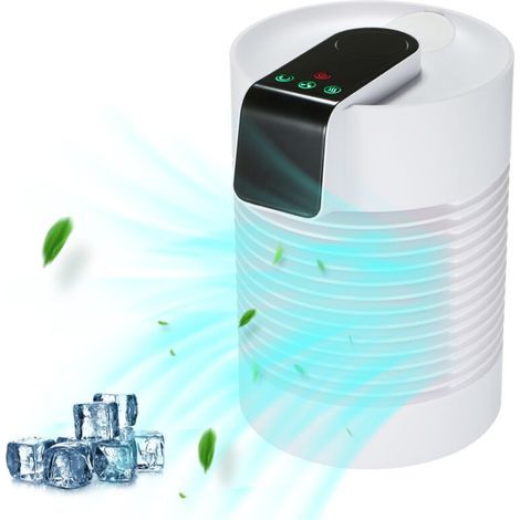 Tragbarer Luftkühler und Ultraschall-Luftbefeuchter mit Touch-Bedienung, Mini-Klimaanlage, um 360 Grad drehbarer Tischluftbefeuchter mit Reinigungsfilter (1/5)