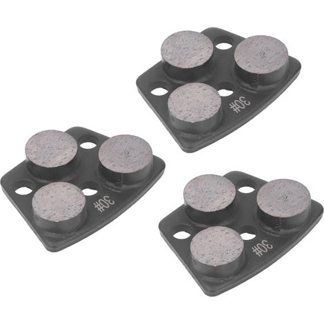 Lot de 3 disques de meulage diamantés trapézoïdaux pour la découpe de sols en béton, à 3 dents cylindriques, revêtement noir grain 30 (1/5)