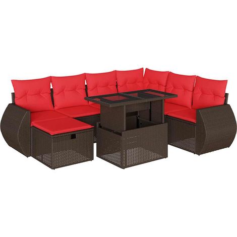 Maison Exclusive - Set Divani da Giardino 8 pz con Cuscini Marrone in Polyrattan (1/5)