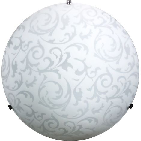 Plafoniera 1xE27 Ganci Cromo Vetro Lastra Bianco Decorato Damasco E-Energy Michela (1/2)