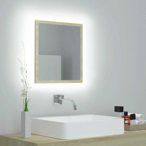 Green Mobility-Miroir LED de salle de bain Chene sonoma 40x8,5x37 cm Agglomere (1/5)
