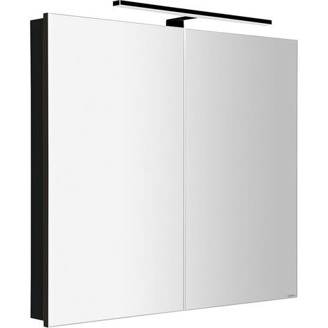 Sapho Greta - Armoire miroir avec éclairage LED 81x70x14 cm, 2 portes, noir mat GR085-0035 (1/3)