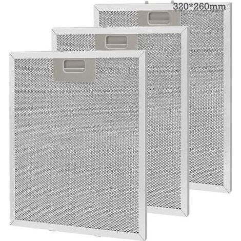 Lot de 3 filtres à graisse métalliques pour hottes de cuisine, 320 x 260 mm - Argent (1/5)