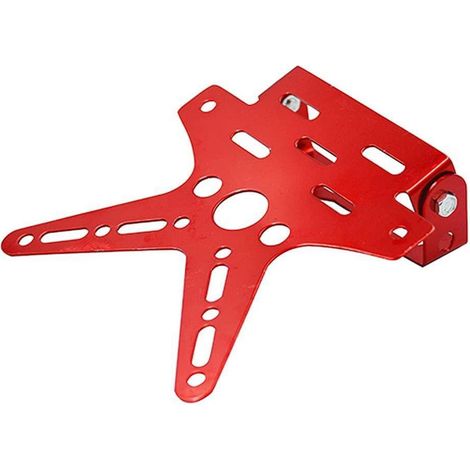 Support de plaque d'immatriculation moto aluminium réglable rouge (1/5)