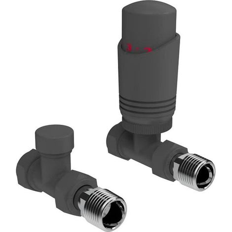 Straight Thermostatic Radiator Valve Pack Anthracite