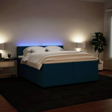 Boxspringbett mit Matratze Blau 200x200 cm Samt (1/5)