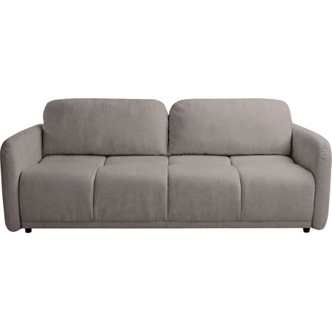 DANA - Canapé droit convertible tissu lisse 3 places Taupe (1/5)
